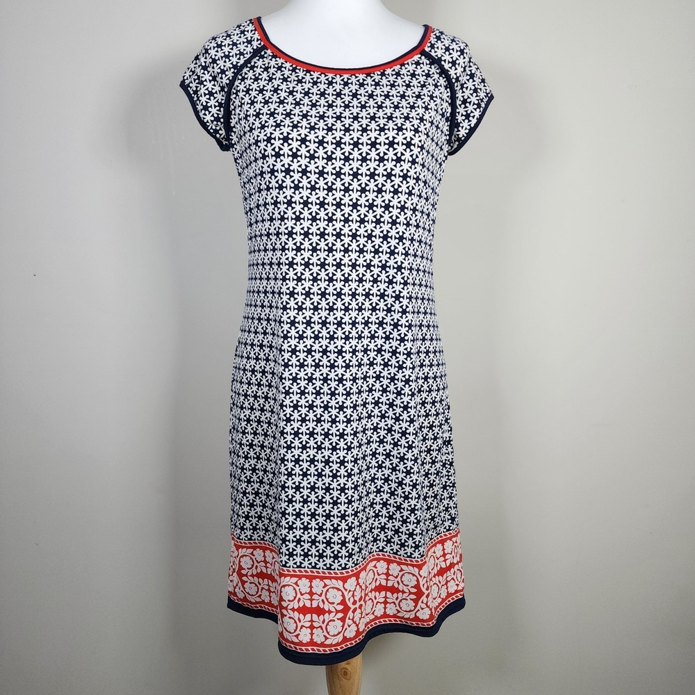 Max Studio Shift Dress Womens Small Summer Stretch Geometric Travel Mixed Print